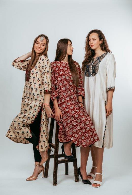 Tree dresses inspired by India on a beautiful models large picture