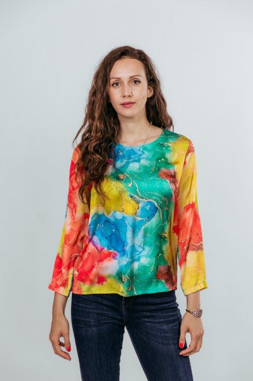 Colorful blouse on a beautiful model - large picture