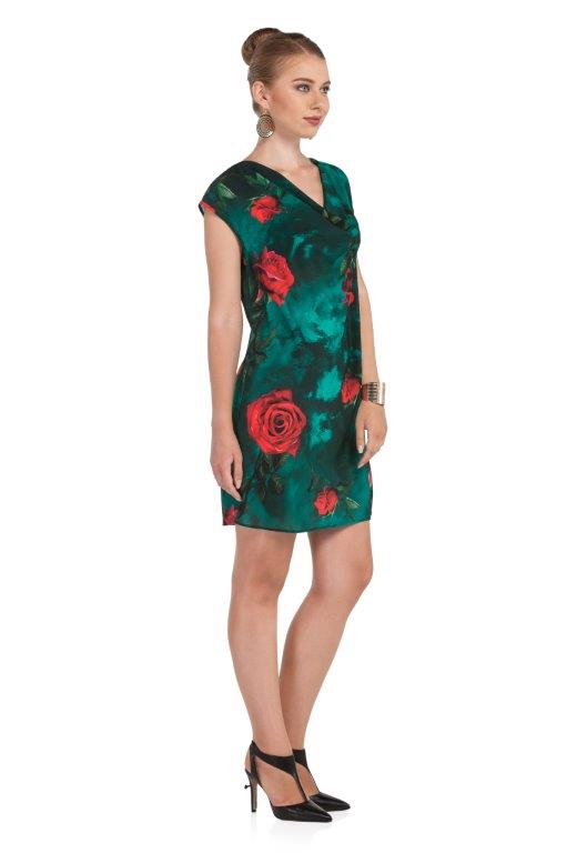 Black green and red casual dress