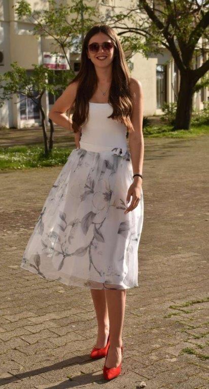 White and grey skirt