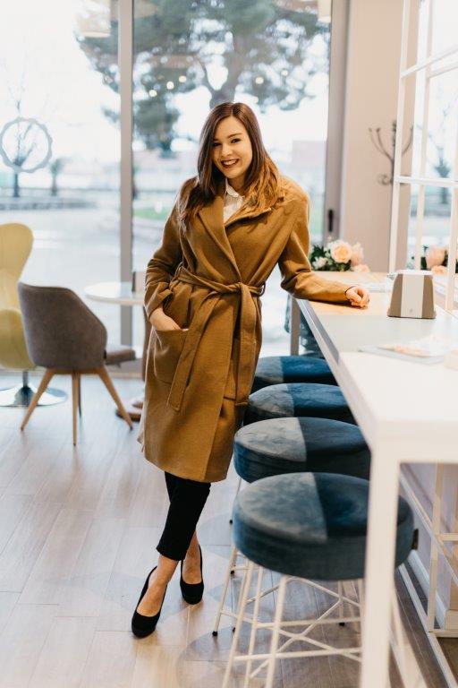 Brown coat outerwear on beautiful model 