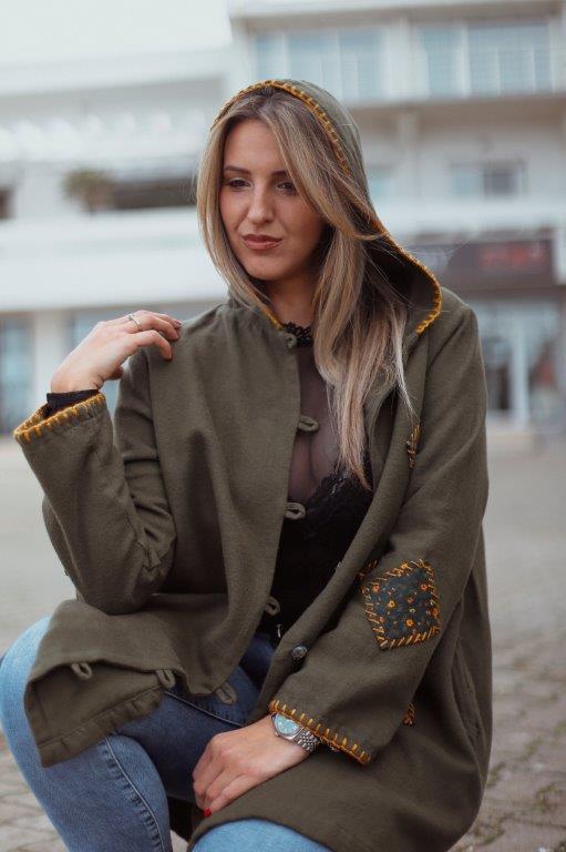 Brown coat wearing by a model