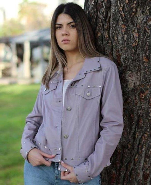 Leather collection purple jacket