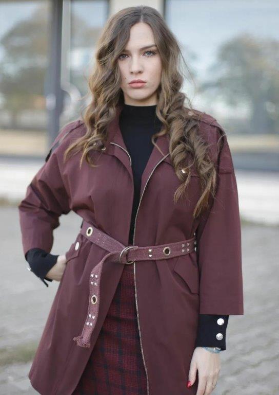 Red leather coat