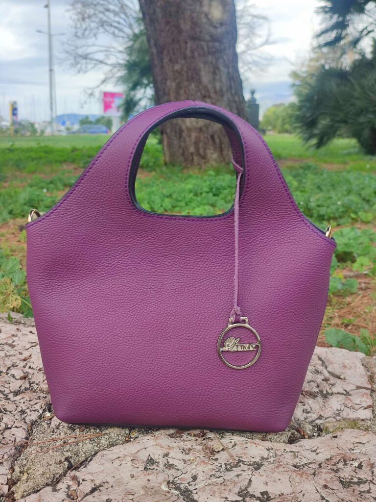 purple leather bag